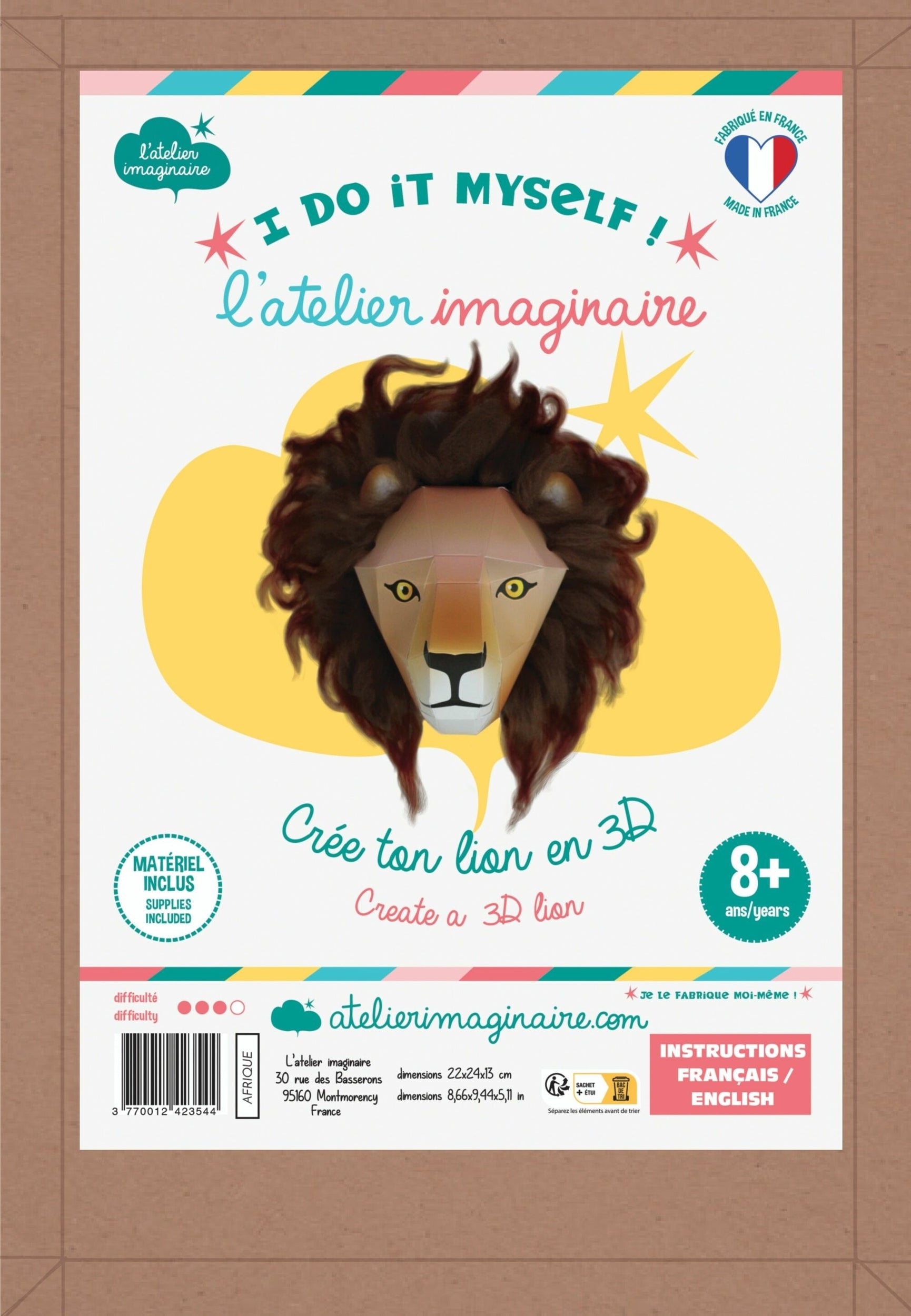 Kit Créatif Tête de Lion 3D – Bilingue Français - Anglais