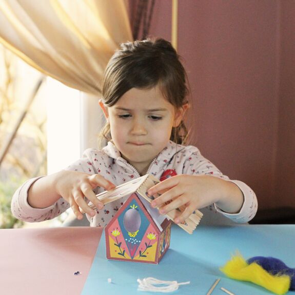Kit Maison à Oiseaux + Mésange en Laine – Bilingue Français / Anglais