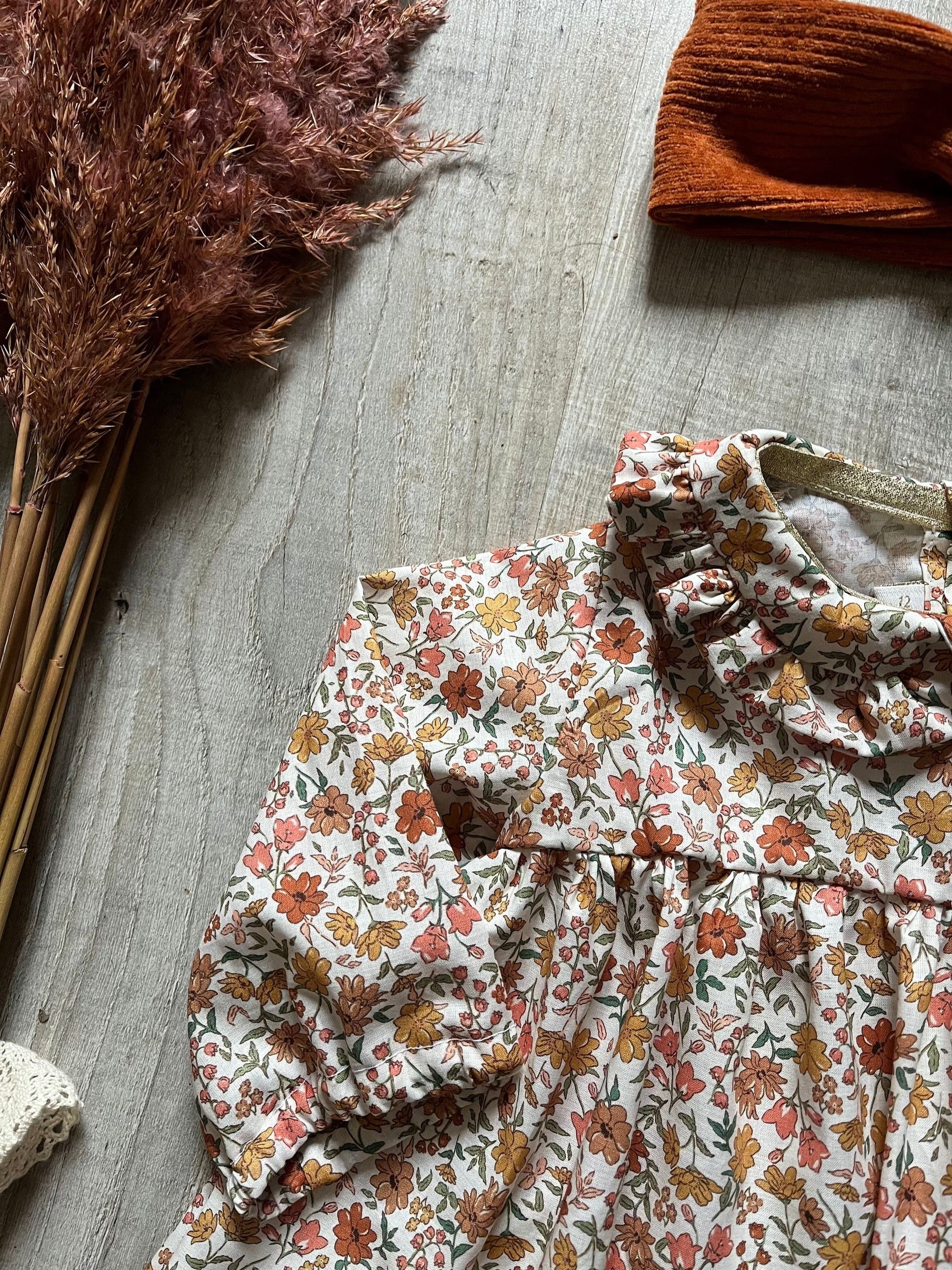 Robe Sablé d'Automne – Coton Fleuri – Bébé Fille – Made in France