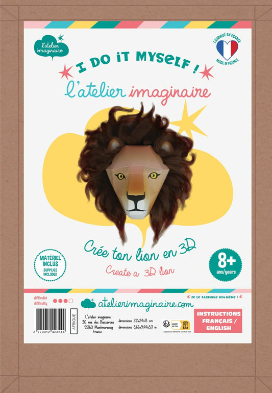 Kit Créatif Tête de Lion 3D – Bilingue Français - Anglais