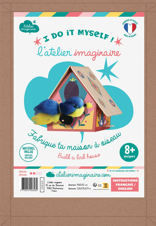 Kit Maison à Oiseaux + Mésange en Laine – Bilingue Français / Anglais